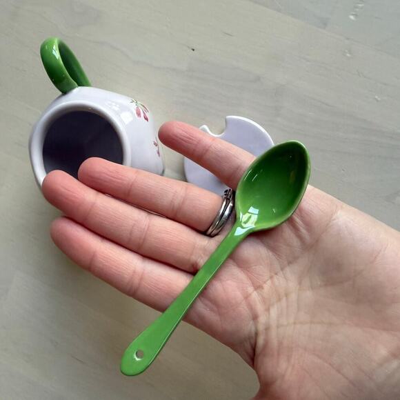 Anthropologie Sugar Bowl Pink Floral Handpainted Stoneware "Pia" Rare New In Box - Picture 11 of 14